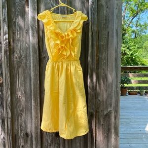 eShakti Yellow Ruffle Dress: 100% cotton: yellow: S6